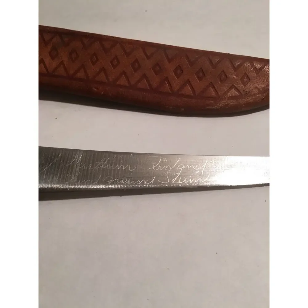 VTG FISHING KNIFE SIGNED J. MARTTIINI FINLAND 16Cms BLADE & LEATHER BELT SHEATH